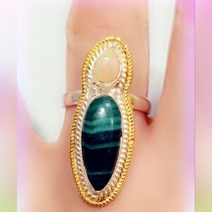 Custom Sterling Silver Double Stone Gemstone Ring